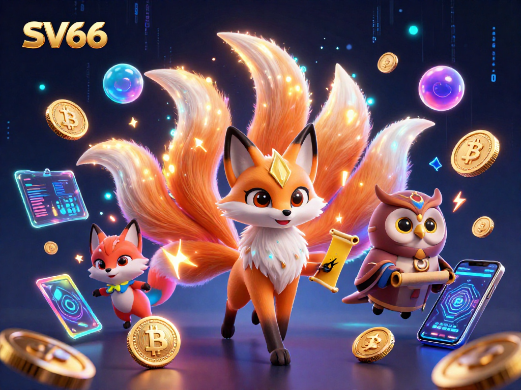 Experience the vibrant world of SV66 where colorful nine-tailed fox spirit meets blockchain magic in a 3D casino.