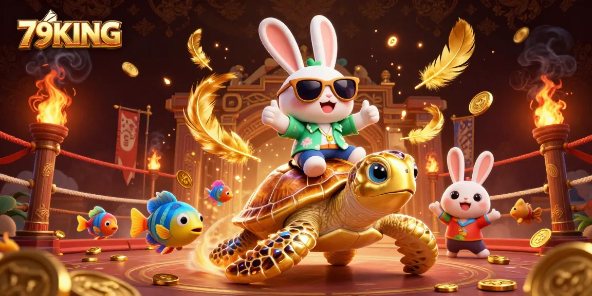 Experience thrilling gaming action at 79KING with our vibrant, colorful 3D casino illustration.