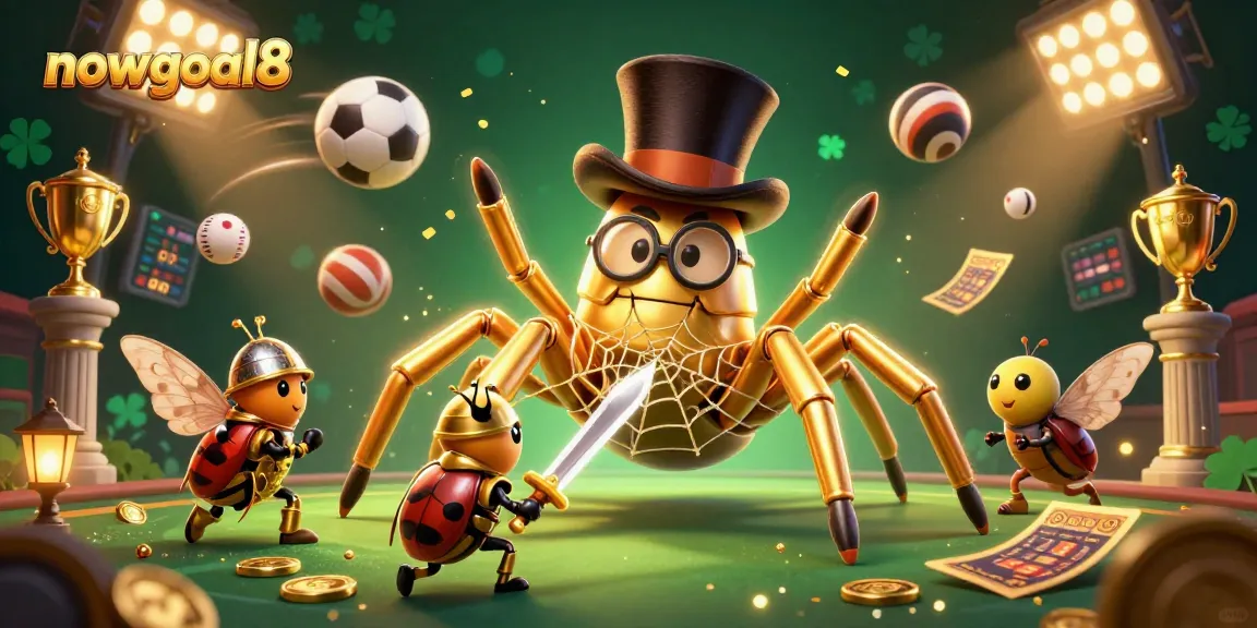 Experience nowgoal8 with dynamic betting action featuring a giant golden tarantula and sports elements.