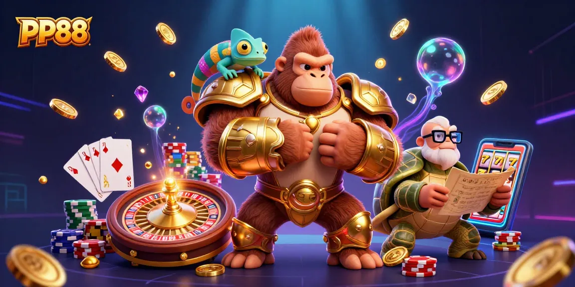 Engage in thrilling games as PP88's gorilla king leads with wisdom and courage.