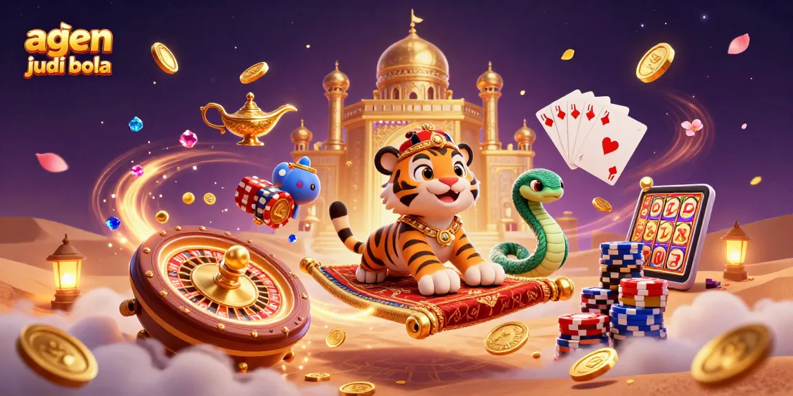 Engage in thrilling sports betting with agen judi bola featuring a vibrant 3D casino scene.