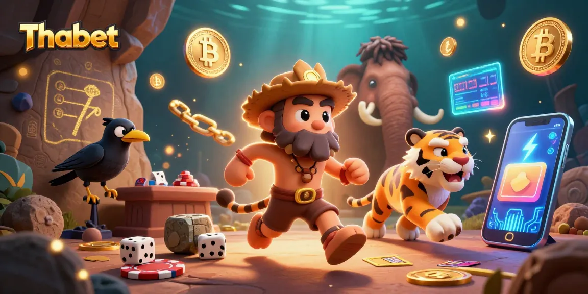 Engage with Thabet's thrilling prehistoric casino adventure, featuring vibrant 3D characters and crypto elements.
