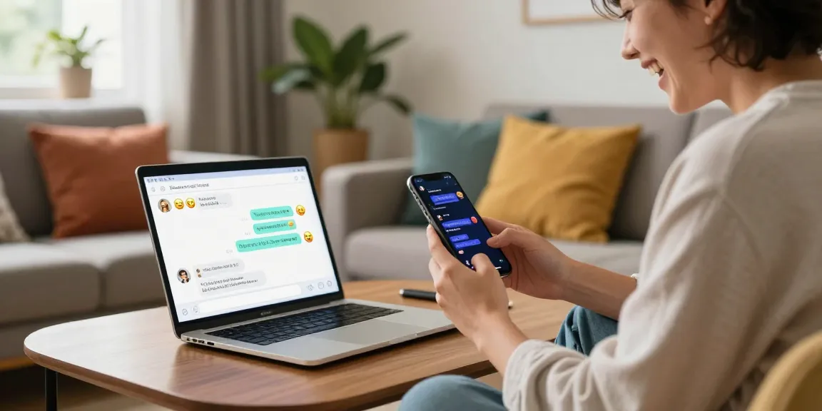 Engaging in ai spicy talk via smartphone in a cozy living room.