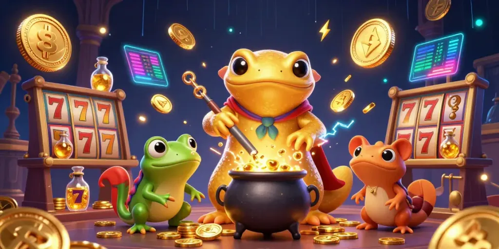 Engage in the excitement of S8 with vibrant slots and a magical alchemist transforming gold.