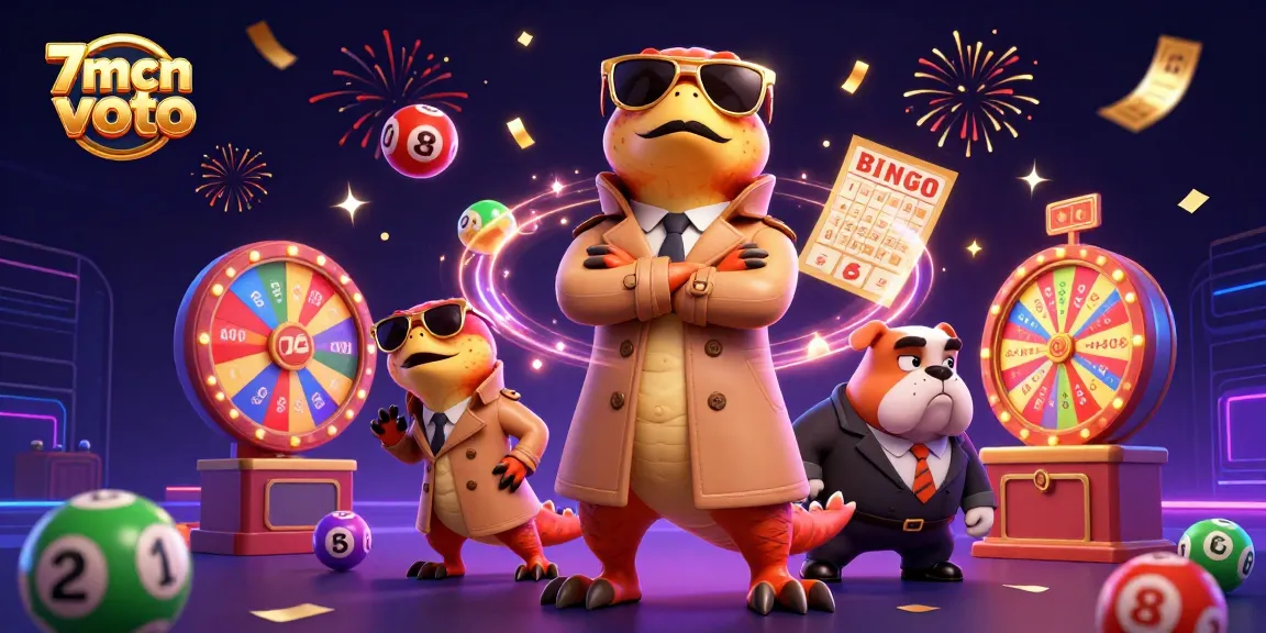 Engage with 7mcn voto as three raptors try to enter a VIP casino lounge amidst dynamic lottery balls.