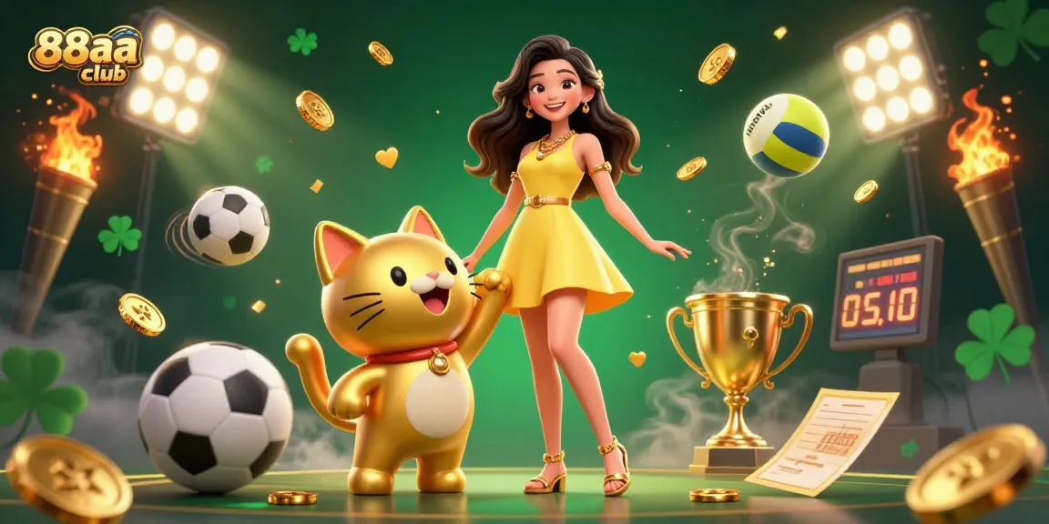 Experience thrilling action at the 88aa club, featuring exciting sports and golden rewards in a vibrant casino scene.