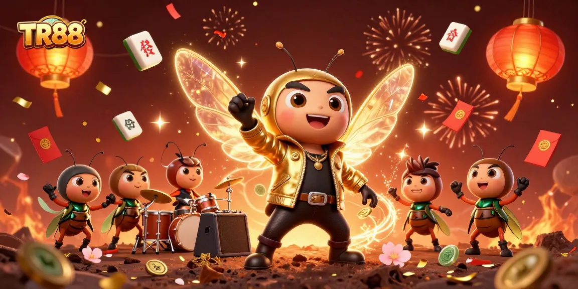 Experience the excitement of TR88 with a vibrant 3D casino scene featuring cartoon characters and festive decorations.