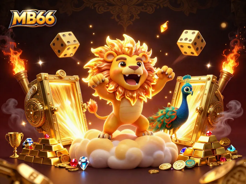 Spin the reels and win with MB66 in a vibrant casino scene filled with riches and adventures.
