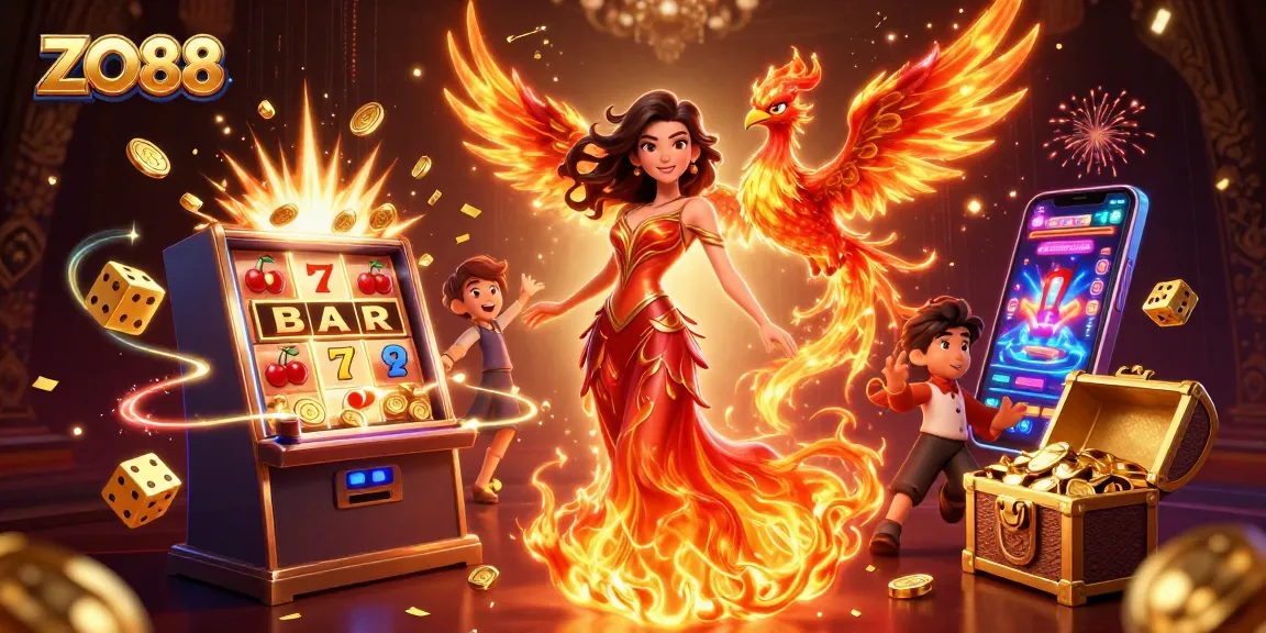 Experience thrilling gameplay at ZO88 with vibrant 3D visuals of exciting casino elements.