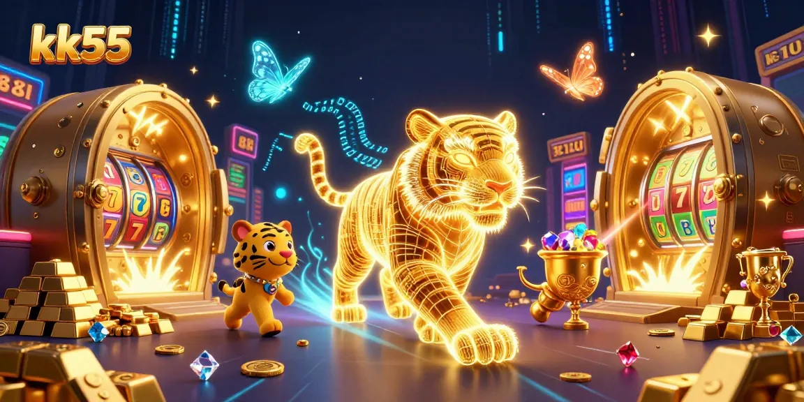 Experience thrilling gambling at kk55 with vibrant casino imagery showcasing treasures and games.