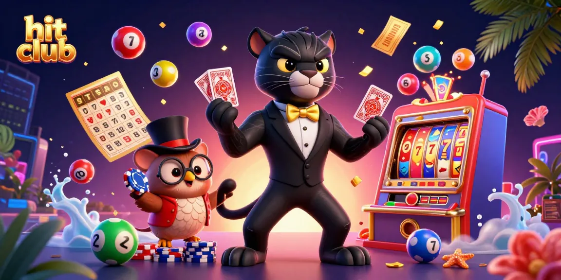 Engage with hit club by joining a dynamic casino scene featuring vibrant characters and lively game elements.