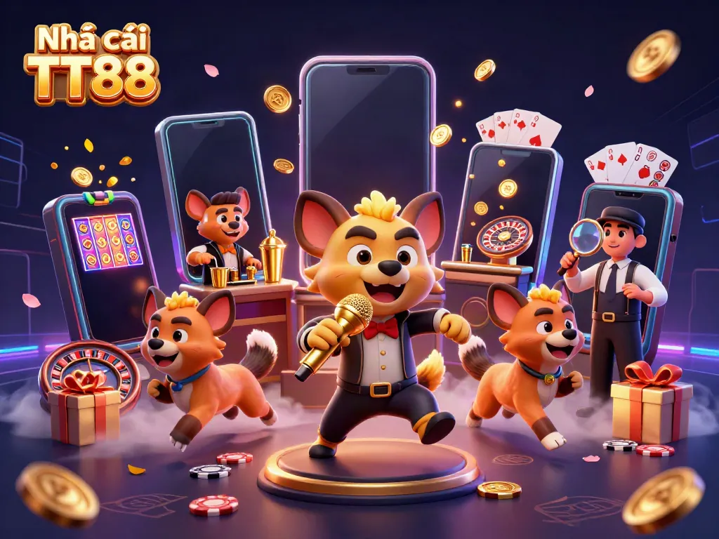 Immerse yourself in the vibrant world of Nhà cái TT88 casino with cartoon hyenas at a lively club scene.