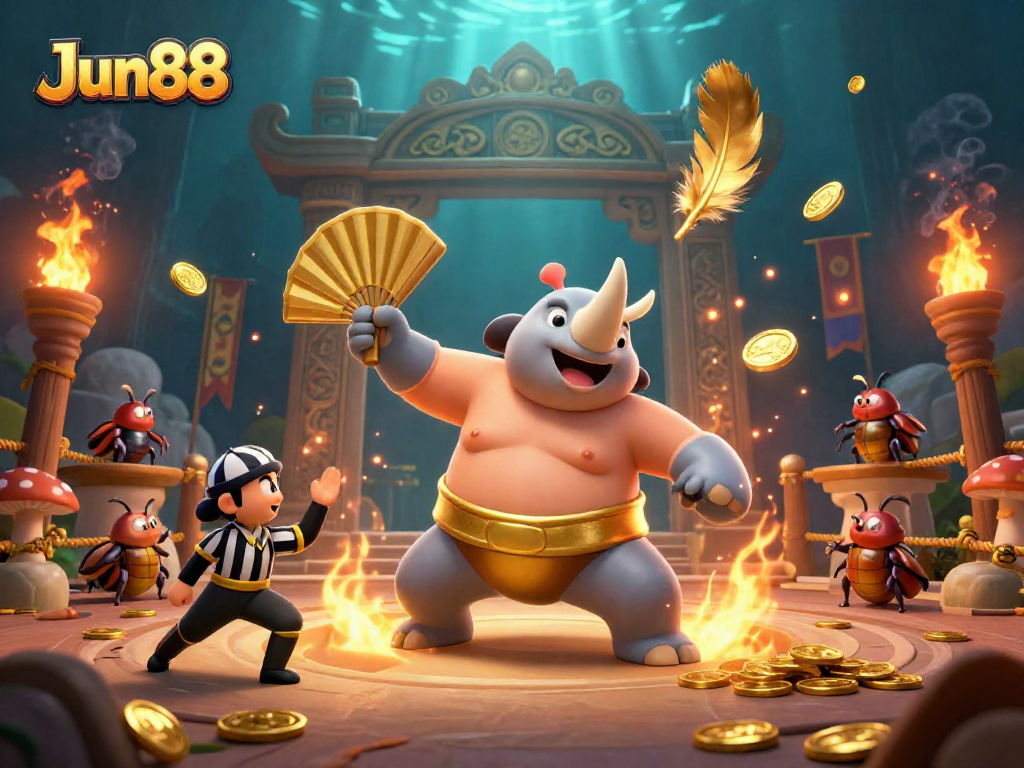 Experience thrilling gameplay at Jun88 with a vibrant scene of action and excitement in the casino arena.