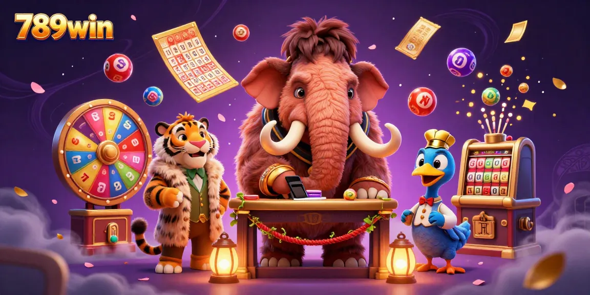 Experience the vibrant excitement of 789win's dynamic lottery scene filled with cheerful characters.