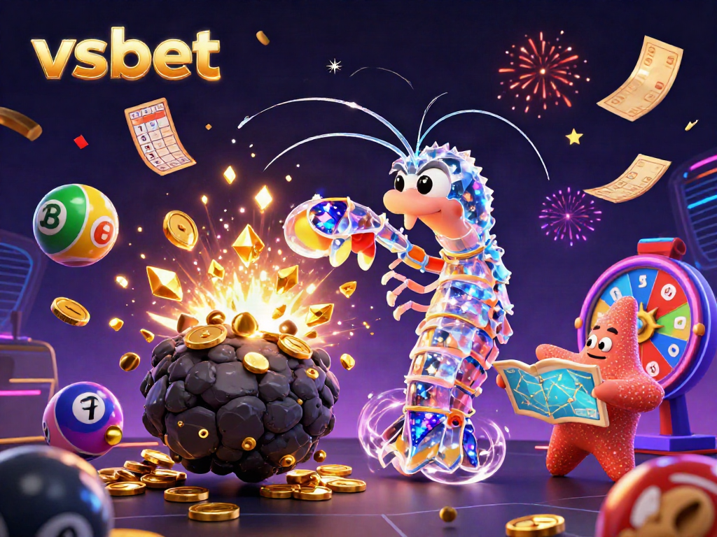 Experience thrilling wins with vsbet’s vibrant, dynamic lottery scene featuring gem explosions and magical elements.