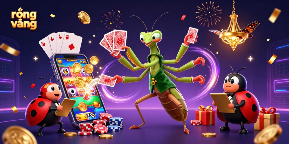 Experience thrilling rồng vàng action with casino characters amid vibrant games and celebrations.