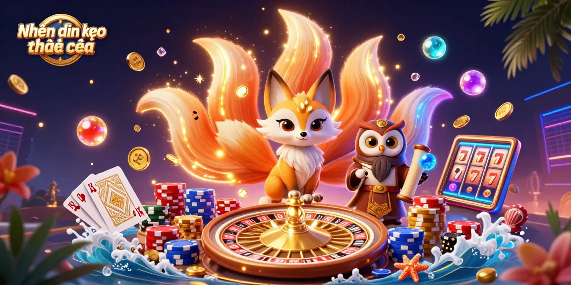 Engage with Nhận định kèo nhà cái through a vibrant illustration featuring fantasy elements and casino games.