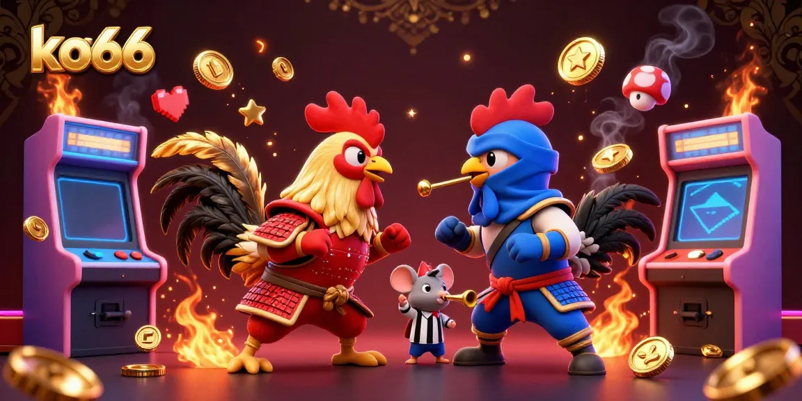 Experience intense battles and vibrant gameplay in ko66, where cartoon roosters clash amid a dynamic gaming scene.
