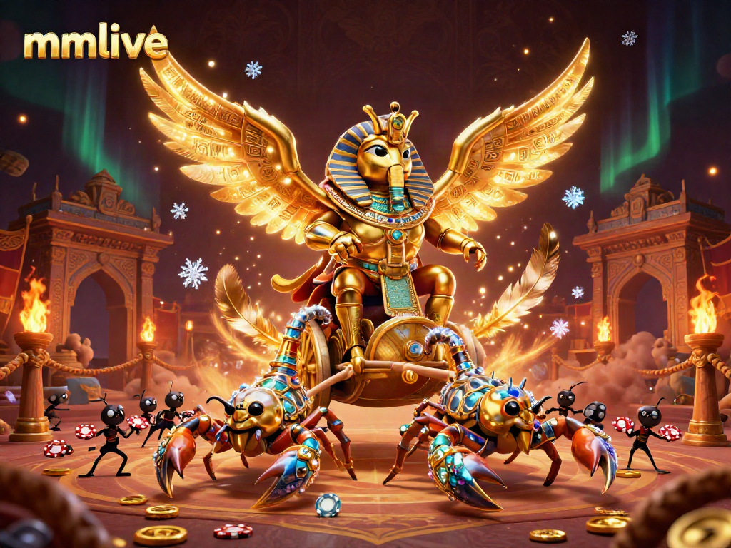 Experience the mmlive action with a vibrant 3D casino scene featuring charismatic characters and gambling elements.