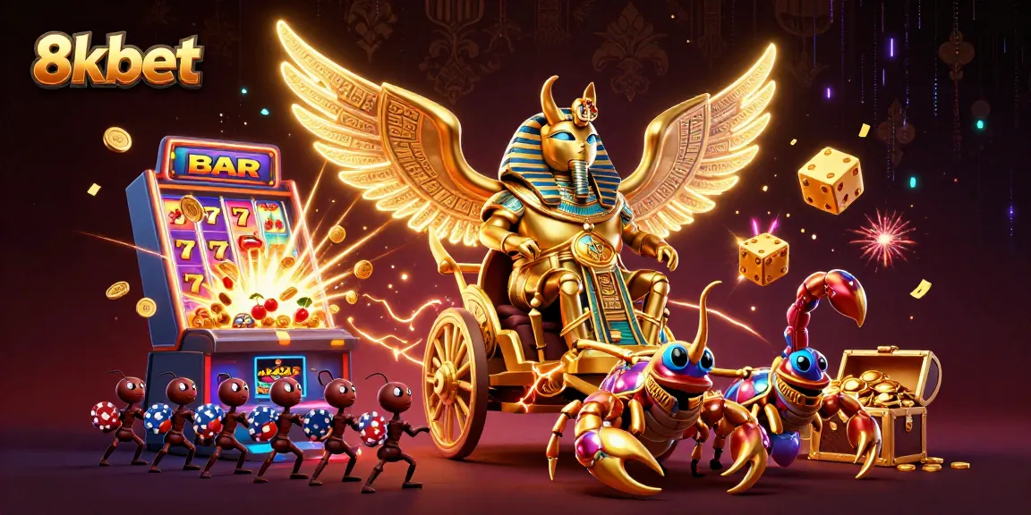 Win big at 8xbet with an exciting 3D casino illustration capturing thrilling gaming elements and characters.