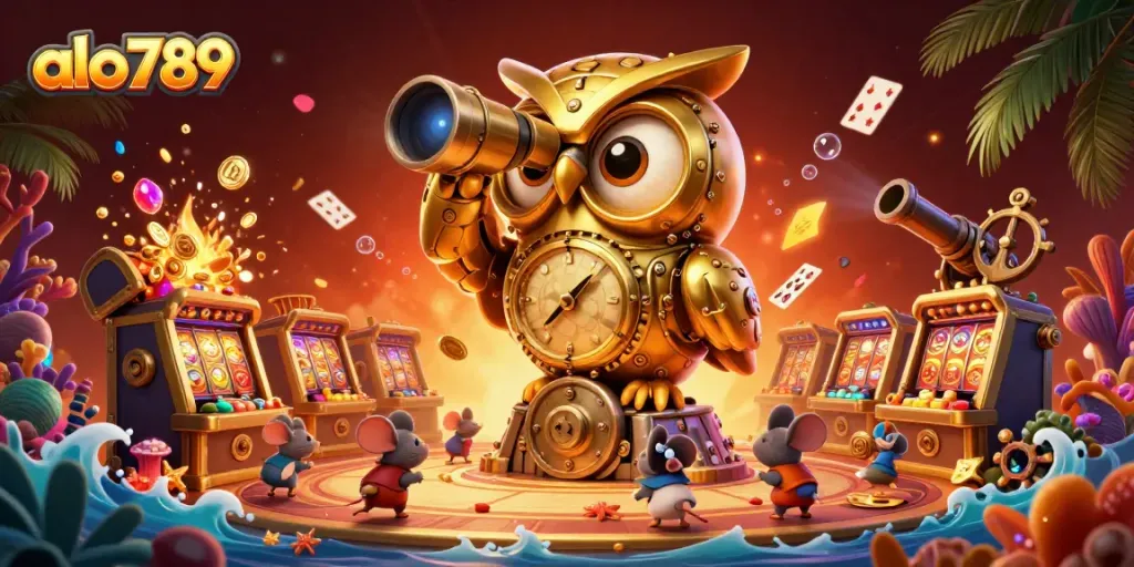 Spin the reels and uncover riches at alo789 casino with vibrant 3D illustration.