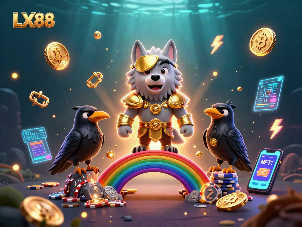 Experience the thrilling LX88 gaming adventure featuring Odin and his ravens in a vibrant casino scene.