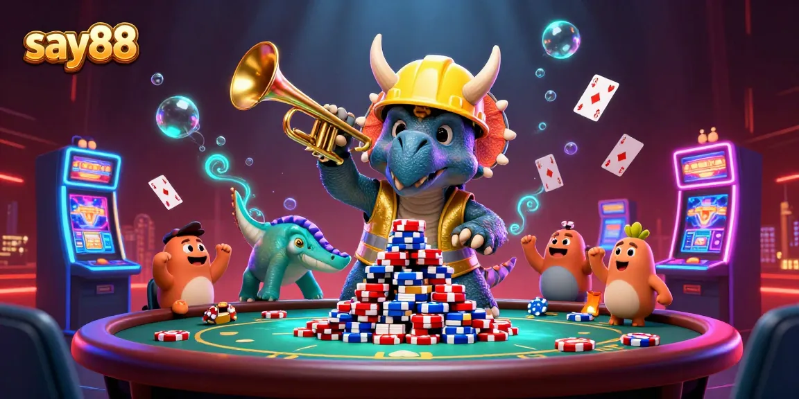 Engage in thrilling games at say88, where the vibrant casino atmosphere springs to life amidst dynamic characters and festive elements.