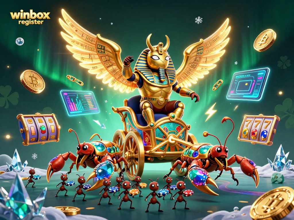Join the fun with winbox register as you explore slots and casino games in this vibrant illustration.