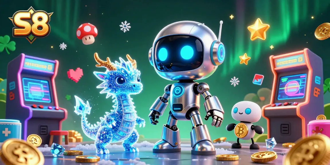 Experience exciting S8 gaming with vibrant characters, arcade machines, and dynamic casino elements.