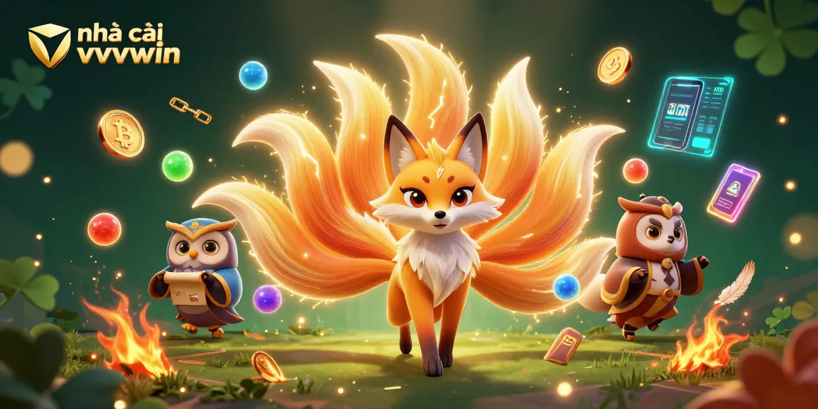 Engage in thrilling gameplay at nhà cái vvvwin with our vibrant digital casino illustration featuring unique characters and elements.