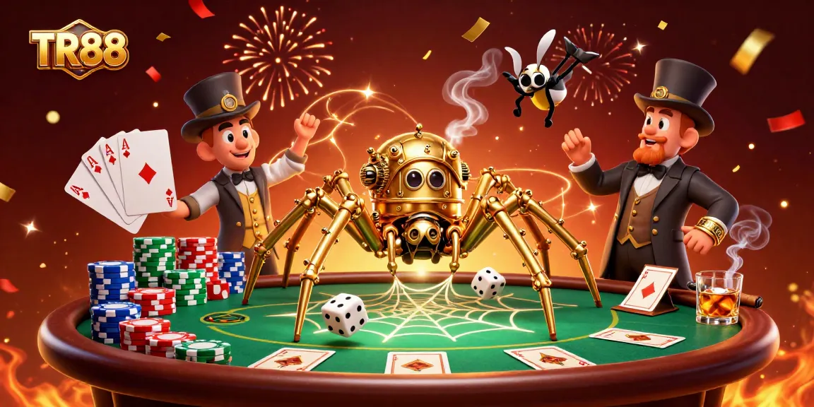 TR88 offers an immersive gaming experience, featuring a vibrant scene of steampunk characters at an exciting poker table.