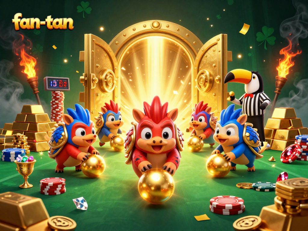 Engage in fan-tan as rival pangolins roll golden balls through chips in a lively casino