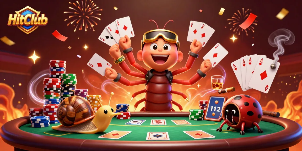 Engage in thrilling gameplay at HitClub with our vibrant 3D casino illustration featuring unique characters and elements.