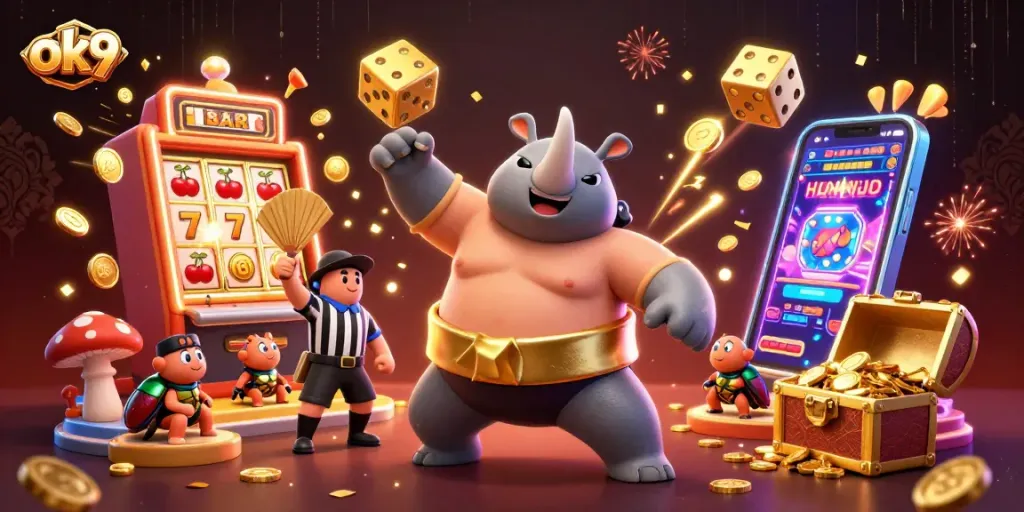 Experience the thrill of ok9 gaming as a powerful beetle champion delights in the jackpot explosion.