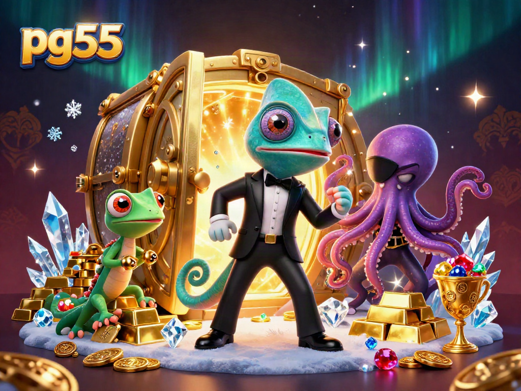 Spin to win with pg55 as a chameleon agent, a tech-savvy gecko, and a cunning octopus explore riches.