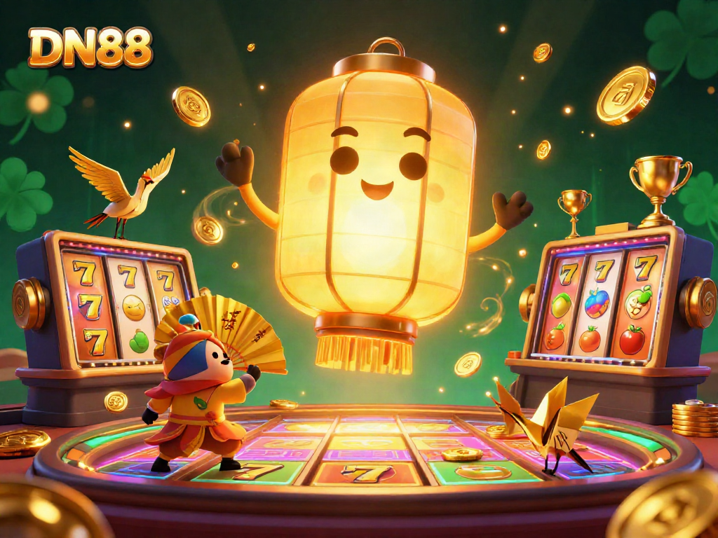 Experience thrilling slots at DN88 with vibrant casino elements and golden lantern spirit