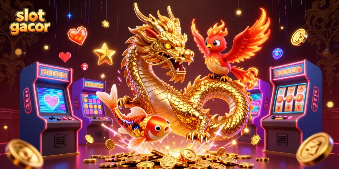 Experience the thrill of slot gacor with dynamic 3D characters amid a vibrant casino scene.