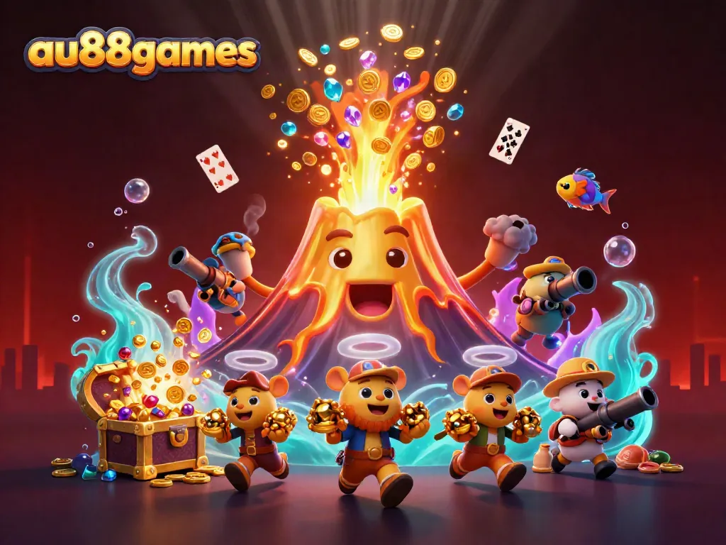 Experience thrilling gameplay at au88games, featuring an eruption of treasures from a golden volcano!