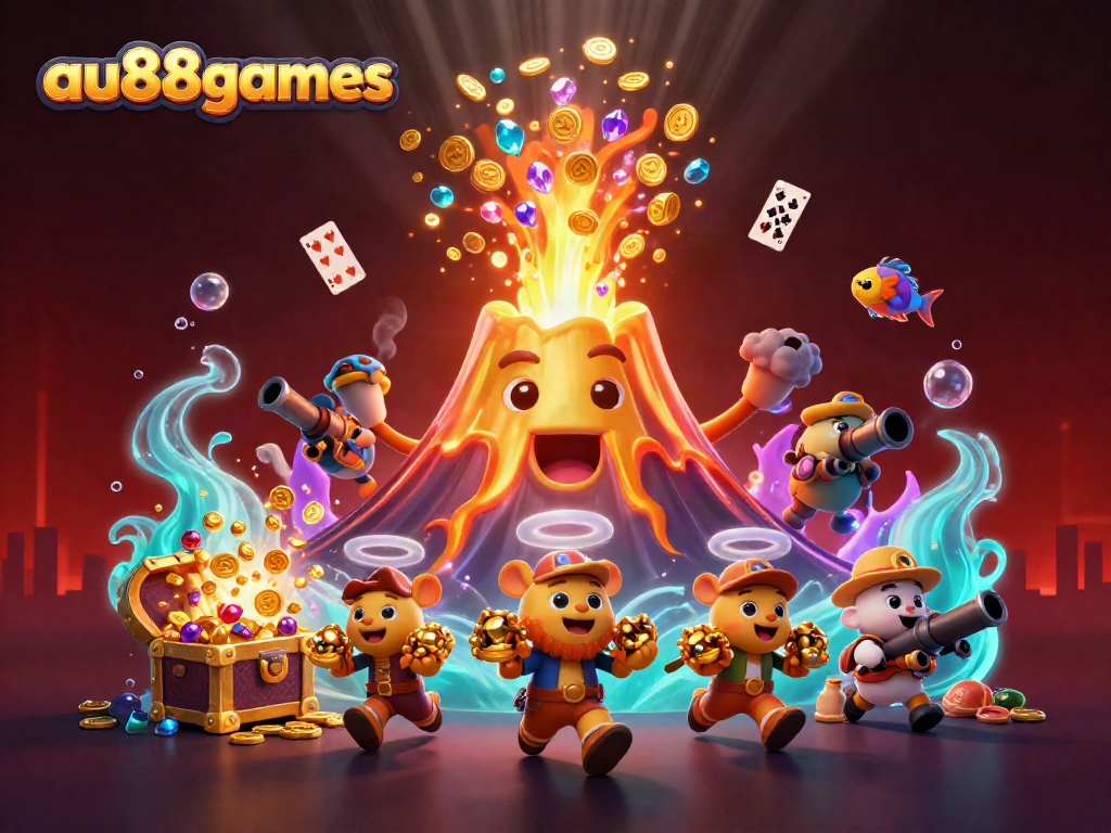 Experience thrilling gameplay at au88games, featuring an eruption of treasures from a golden volcano!