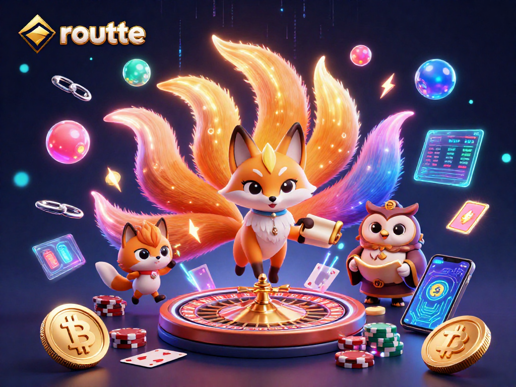 Engage in roulette with vibrant characters and elements showcasing crypto coins and whimsical casino themes.