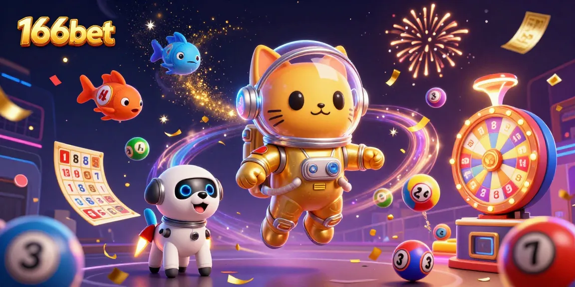Engage in thrilling games like slots and bingo at 166bet, featuring vibrant casino elements.