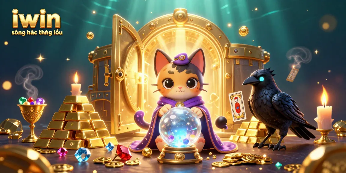 Experience the thrill at iwin sòng bạc thượng lưu with a magical casino scene featuring lucky charms and treasures.