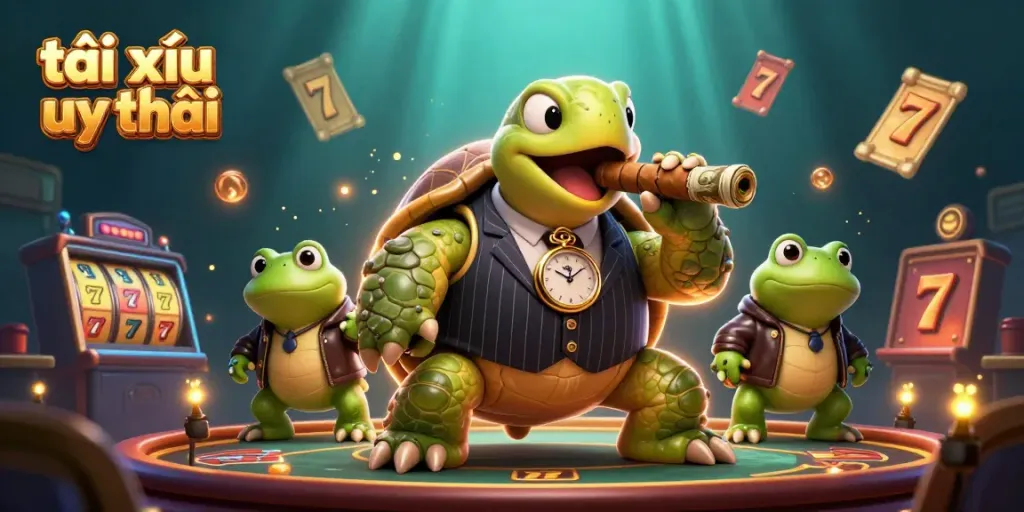 Experience the thrilling world of tài xỉu uy tín with our dynamic 3D casino illustration featuring vibrant characters and elements.