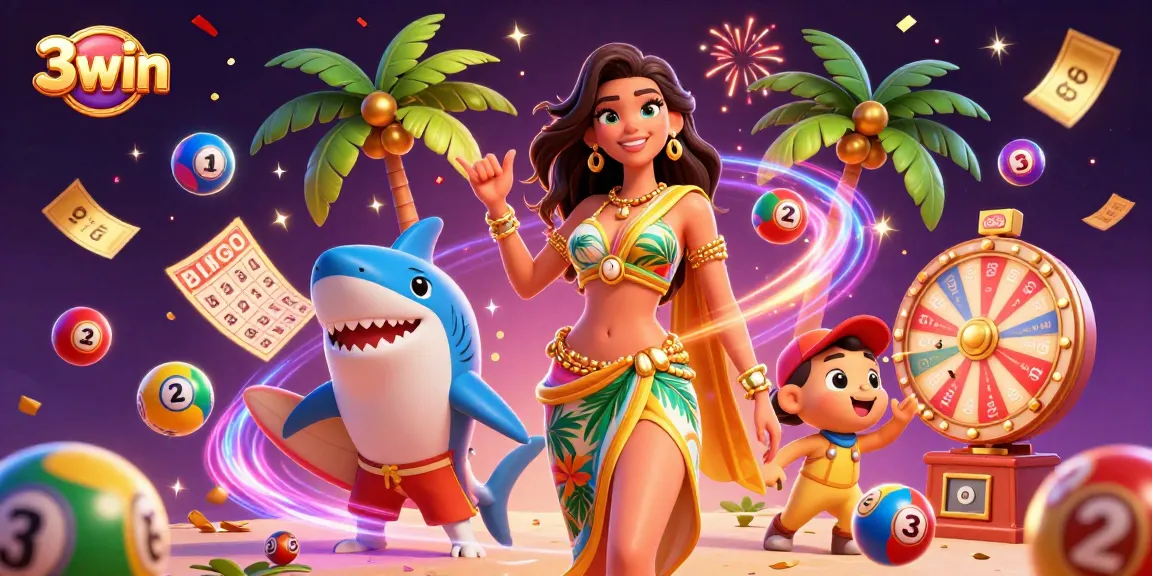 Engage with stunning visuals featuring 3win's vibrant lottery scene, filled with dynamic game elements.