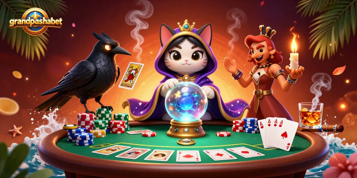 grandpashabet oyuncuları için kartların işlendiği, renkli poker çipleriyle dolu dinamik sahne