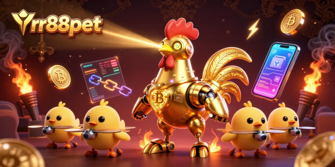 rr88pet offers thrilling gambling experiences, showcasing vibrant 3D characters and crypto elements.