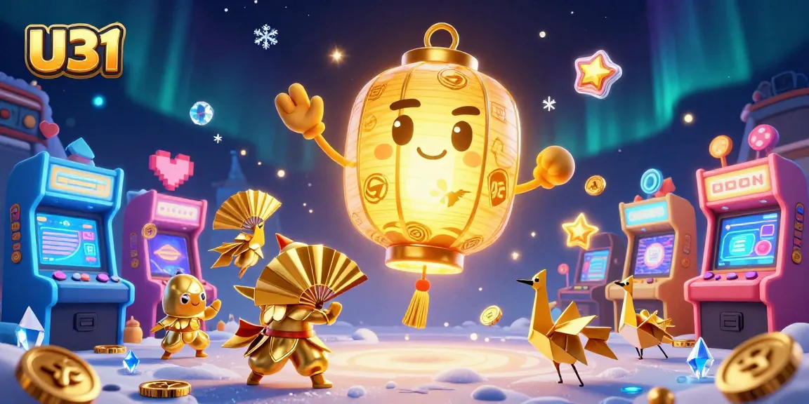 Experience excitement with U31's mystical lantern spirit floating in a vibrant casino-themed scene.