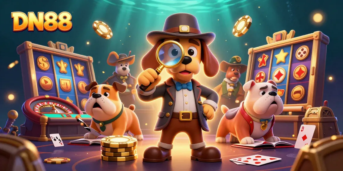 Engage in thrilling gameplay at DN88 with a detective uncovering casino treasures in a vibrant scene.