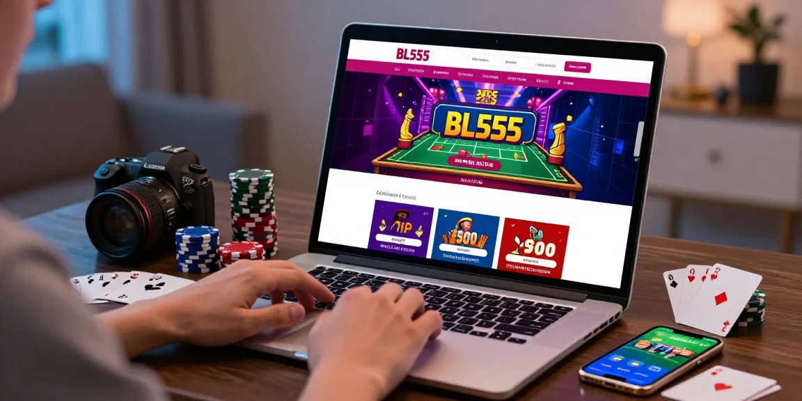 Engaging user experience at BL555 online betting platform, showcasing poker chips and sports updates in a modern home.