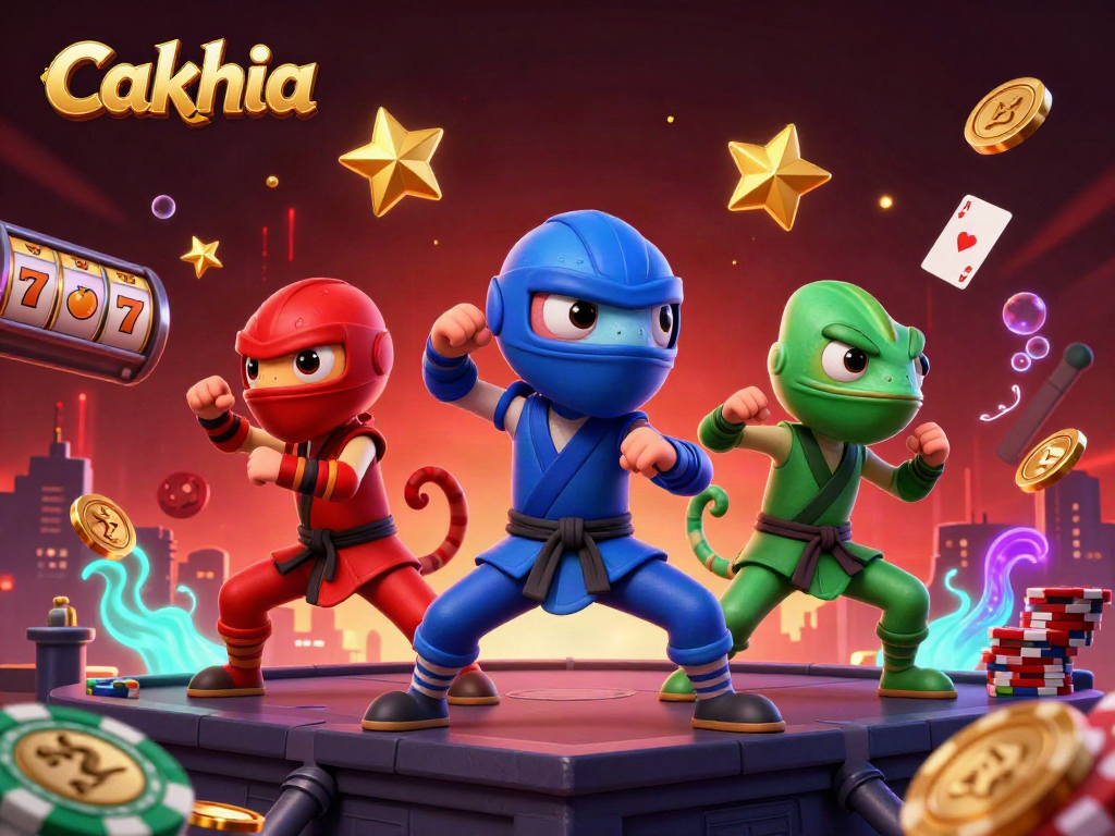 Cakhia brings a thrilling casino experience with colorful chameleon ninjas, dynamic gambling games, and vibrant energy.